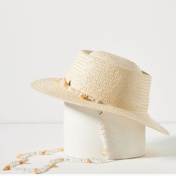 New Lack Of Color Seashells Straw Boater Hat Size Small - Picture 9 of 15
